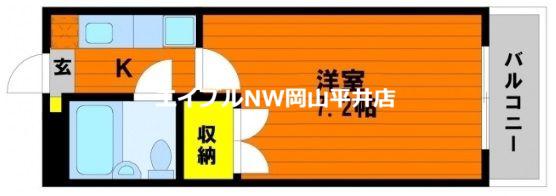 ウエストプラザ新保(1K/2階)の間取り写真