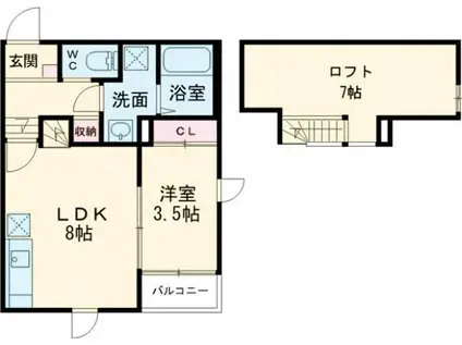 ステーブル佐賀(1LDK/2階)の間取り写真