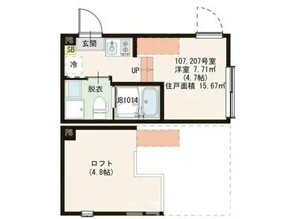 クレシア関町(ワンルーム/2階)の間取り写真