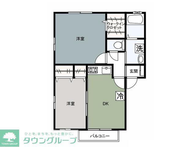 エスペランサ(2DK/1階)の間取り写真