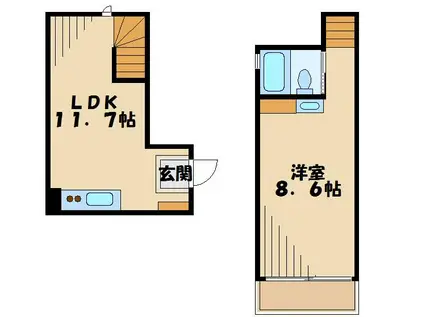 A.CUBE(1LDK/5階)の間取り写真