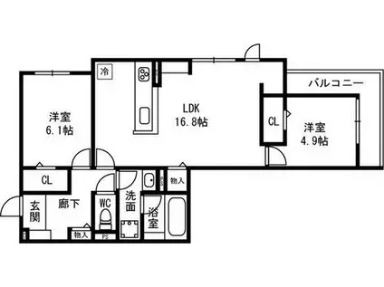 D-RESIDENCE西野A棟(2LDK/3階)の間取り写真