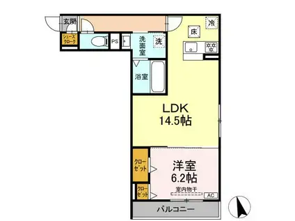 D-HILLS下池川町(1LDK/1階)の間取り写真