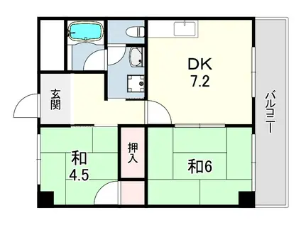 アルパ芦屋(2DK/5階)の間取り写真