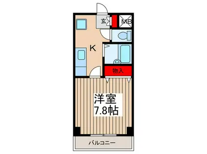 東武伊勢崎線 谷塚駅 徒歩13分 3階建 築27年(1K/2階)の間取り写真