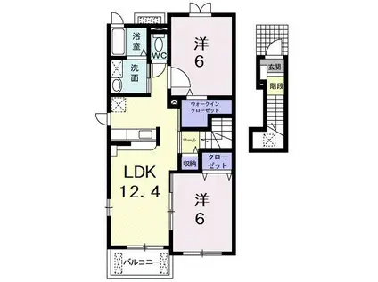 ライツェント ヴィラ(2LDK/2階)の間取り写真