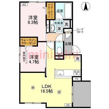 D-RESIDENCE南茨木(2LDK/2階)の間取り写真