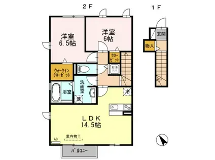 D-ROOM刈羽B(2LDK/2階)の間取り写真