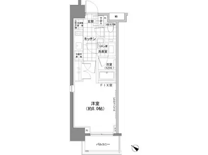 パークハビオ人形町(1K/12階)の間取り写真