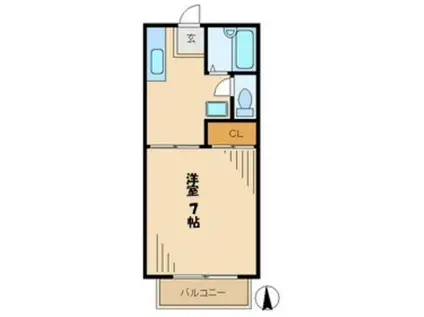 カツザワコーポC(1K/1階)の間取り写真