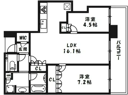 ザ・パークハウス中之島タワー(2LDK/14階)の間取り写真