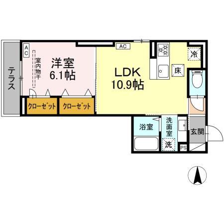 D PAINA 中野島II(1LDK/1階)の間取り写真