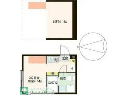 ハーモニーテラス春日町VI(ワンルーム/2階)の間取り写真