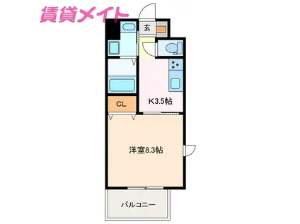 K SMART SHIROKO(1K/4階)の間取り写真