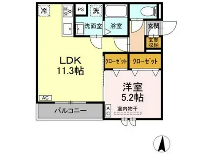 D-HILLS上西郷(1LDK/1階)の間取り写真