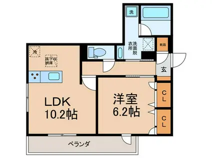 スペチアーレ鷹合(1LDK/1階)の間取り写真