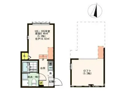 ハーモニーテラス北小岩VII(1K/1階)の間取り写真
