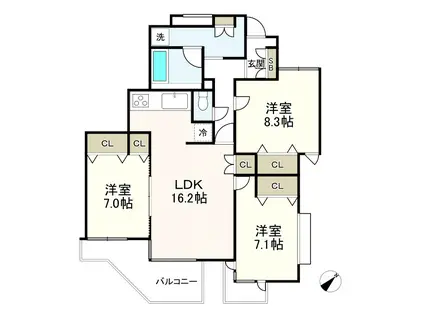 アーバネックス武蔵野(3LDK/3階)の間取り写真