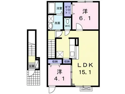 アドバンス ヴィラII(2LDK/2階)の間取り写真