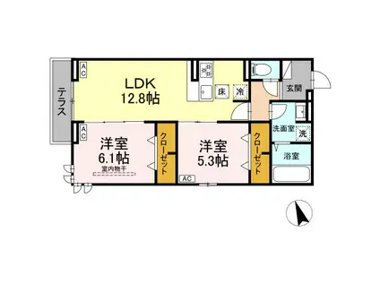 D-PRECIOUS武蔵野(2LDK/1階)の間取り写真