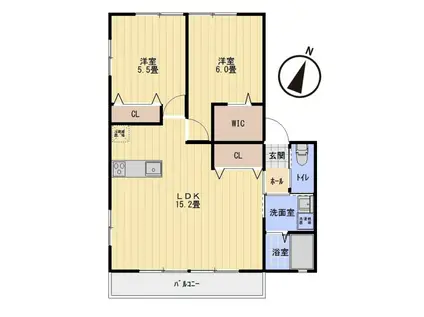 IL SERENO(2LDK/2階)の間取り写真