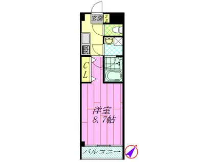 プライムコート舞浜(1K/2階)の間取り写真