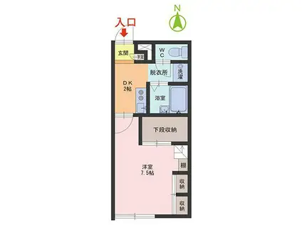 パレーゼ丸山(1DK/2階)の間取り写真