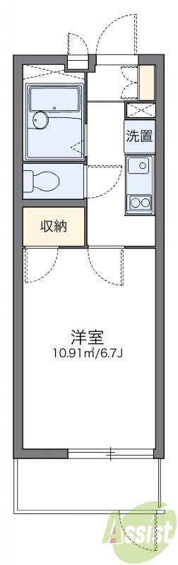 レオパレスヴィラ曽根C(1K/1階)の間取り写真