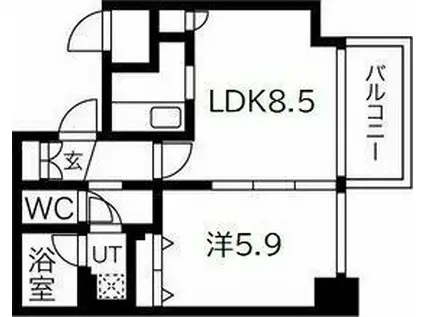 ブラントゥール(1LDK/2階)の間取り写真