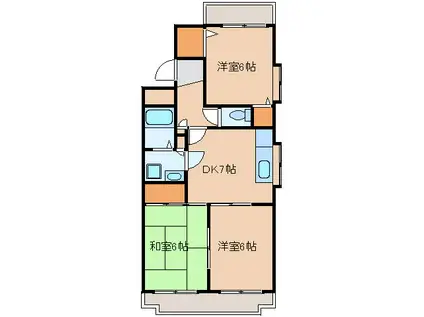 シャンブルマキ(3DK/2階)の間取り写真