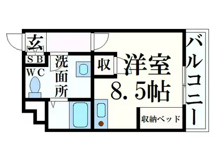 プライム英賀保(ワンルーム/2階)の間取り写真