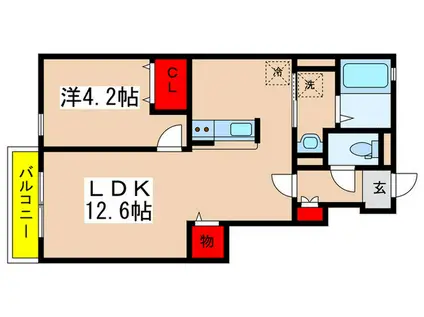デュラカーサ根光II(1LDK/1階)の間取り写真