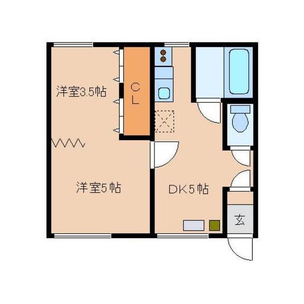 コーポロック(1LDK/2階)の間取り写真