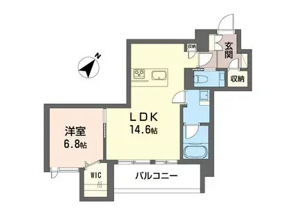 ザ・ワン(1LDK/4階)の間取り写真