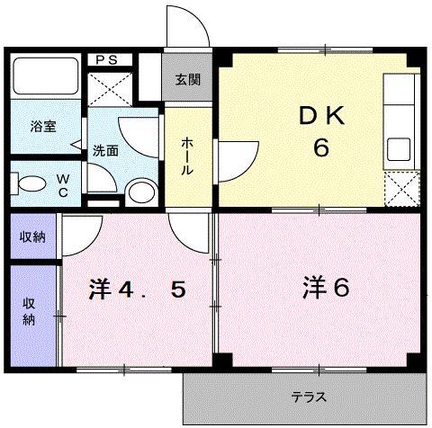 エーデルハイム(2DK/1階)の間取り写真
