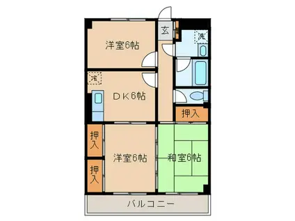 宮の下マンション(3DK/3階)の間取り写真