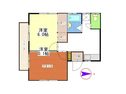 祐コーポ(2K/1階)の間取り写真