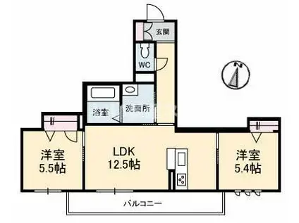 マリヤガーデン今津(2LDK/2階)の間取り写真