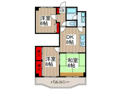 シャトレータカラ(3DK/3階)の間取り写真