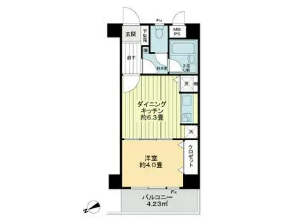 ライオンズマンション日吉東(1DK/2階)の間取り写真