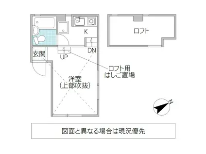 ハイムユングフラウ A棟(ワンルーム/1階)の間取り写真