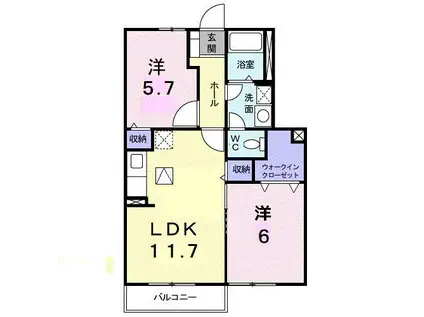 裕ハイツ II(2LDK/1階)の間取り写真