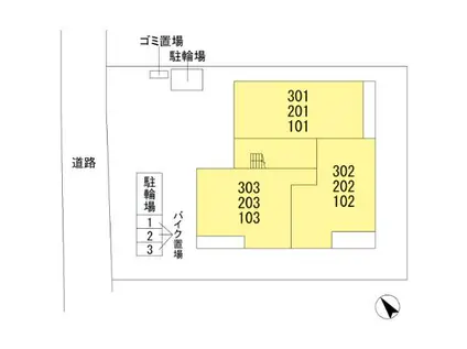 シャルムコート(2LDK/2階)の間取り写真