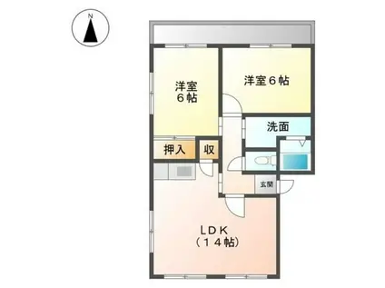 グリーンハイム千草(2LDK/3階)の間取り写真