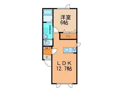 アイーレIII(1LDK/1階)の間取り写真