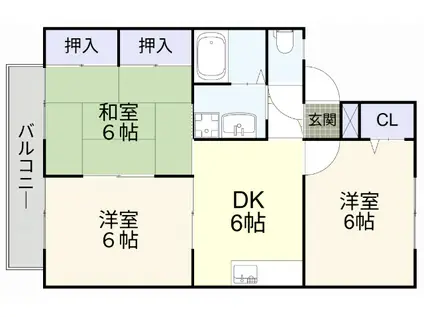 シャトー水島A棟(3DK/2階)の間取り写真