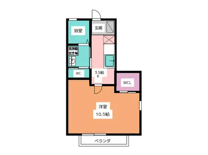 グランセゾン(1K/2階)の間取り写真