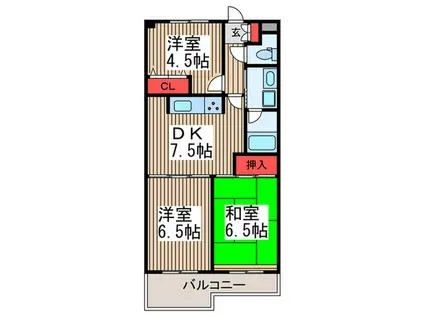 朝日プラザ川口芝(3DK/5階)の間取り写真