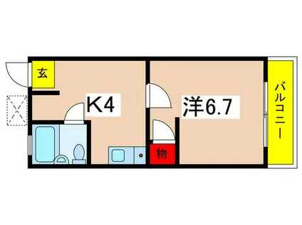 ビライシハラ(1K/3階)の間取り写真