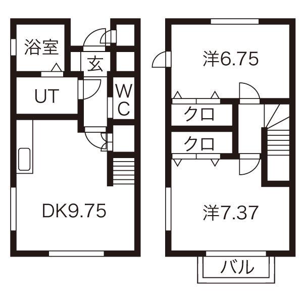 スカイタウンヨシダC棟(2LDK/1階)の間取り写真